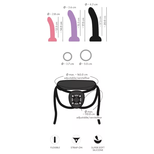 You2Toys - dildo con imbracatura - set - nero