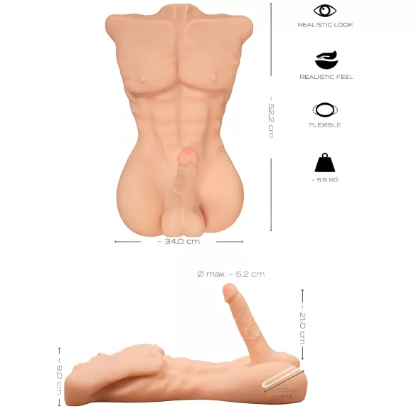 Realistixxx - masturbatore realistico uomo torso - effetto pelle