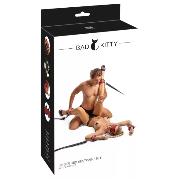 Bad Kitty - set di fasce per legare al letto (nero)