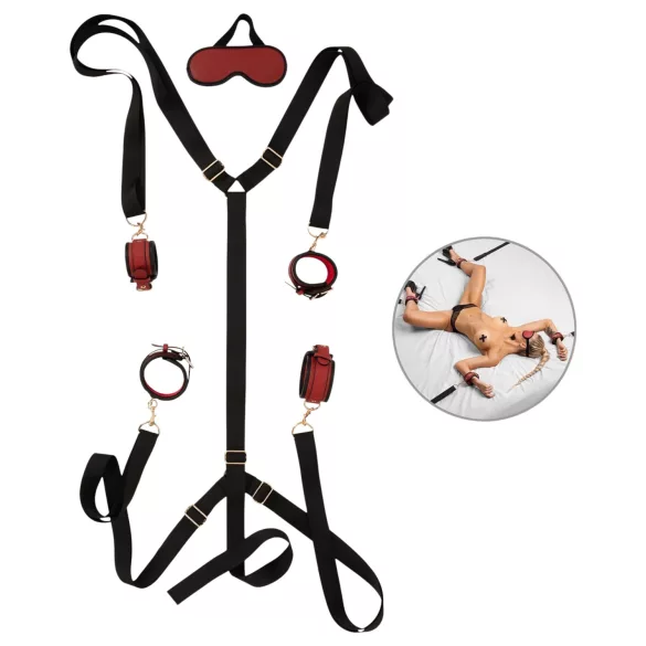 Bad Kitty - set di fasce per legare al letto (nero)