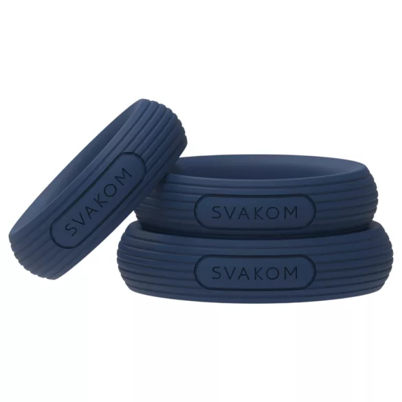 Svakom Triooo - set di anelli fallici in morbido silicone (blu) - 3 pezzi