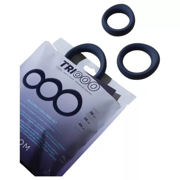 Svakom Triooo - set di anelli fallici in morbido silicone (blu) - 3 pezzi