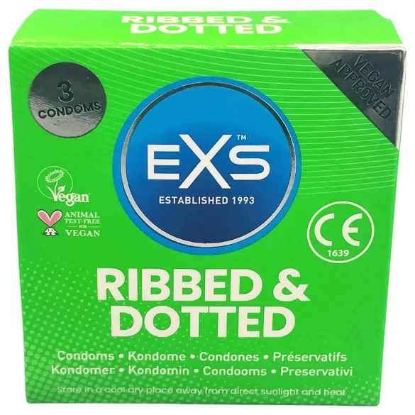 EXS Ribbed, Dotted and Flared - preservativi puntinati (3 pz)