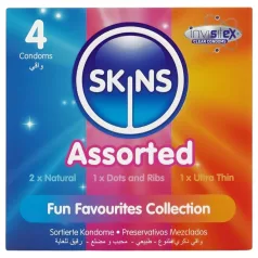   Skins - preservativi assortiti - puntinati, naturali, extra sottili (4 pz)