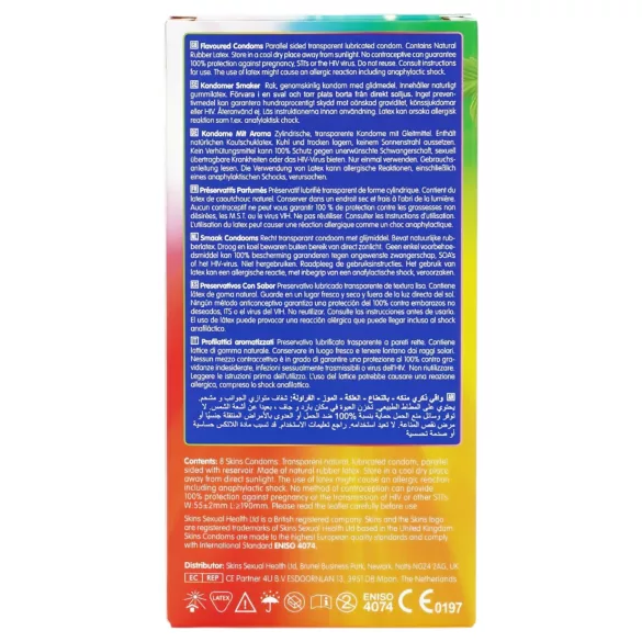 Skins - preservativi aromatizzati - menta, chewing gum, banana, fragola (8 pz)