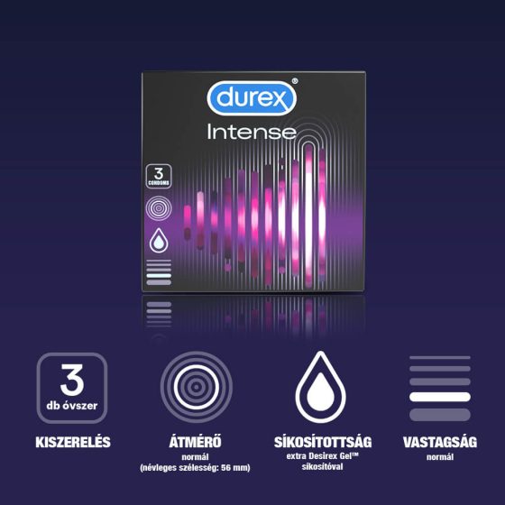 Durex Intense - Preservativi rigati e punteggiati (confezione da 3 pezzi)
