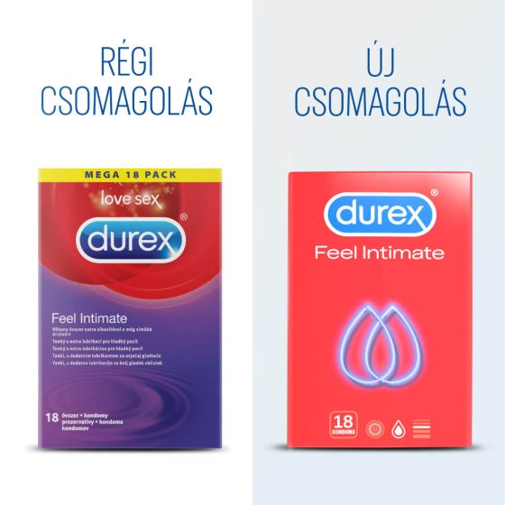 Durex Feel Intimate - preservativo a parete sottile (18 pezzi)