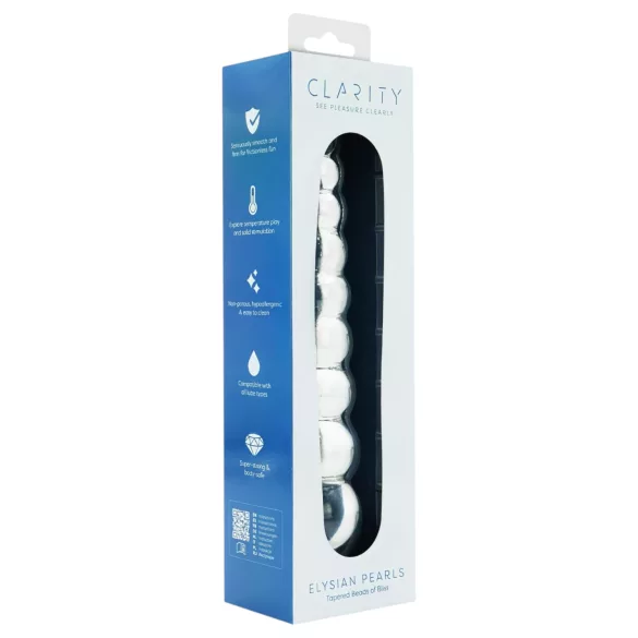 Clarity Elysian Pearls - dildo di vetro con perle (trasparente)