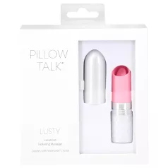   Pillow Talk Lusty - vibratore a bacchetta ricaricabile con lingua (bianco-rosa)