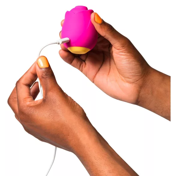 ROMP Rose - succhiatore clitoride con vibrazione - silicone rosa