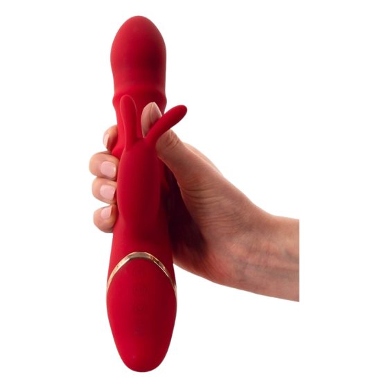 Vibratore con Anelli Mobili e Stimolatore Clitorideo a Forma di Coniglio You2Toys (rosso)