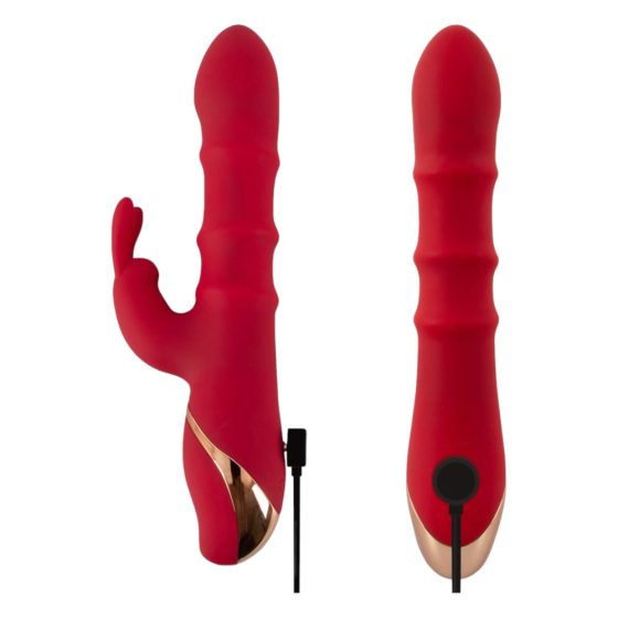 Vibratore con Anelli Mobili e Stimolatore Clitorideo a Forma di Coniglio You2Toys (rosso)