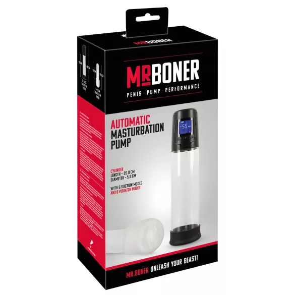 Mister Boner - pompa pene automatica ricaricabile - nero trasparente