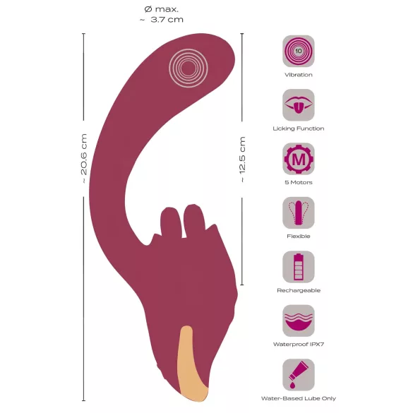 Javida - vibratore 2in1 con lingua - silicone rosso