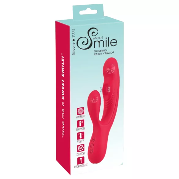 Smile Thumping Rabbit - vibratore ricaricabile 3 motori - silicone rosso