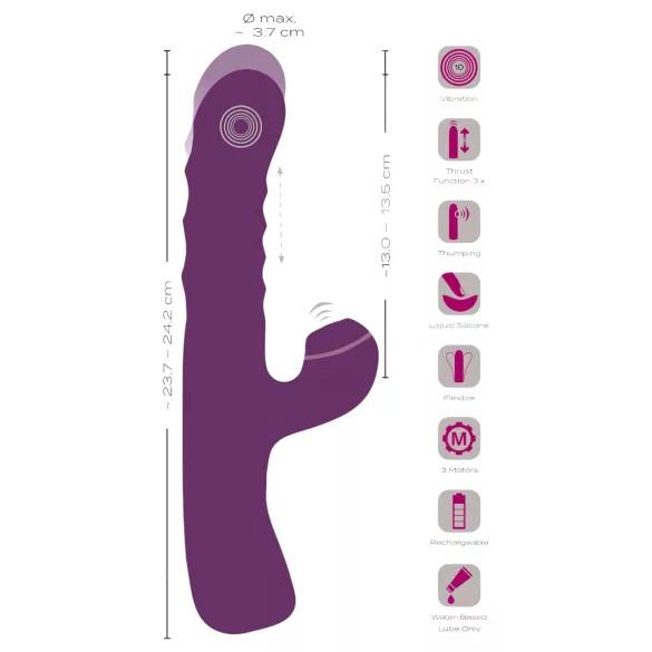 Javida - vibratore rabbit 3 in 1 - silicone viola