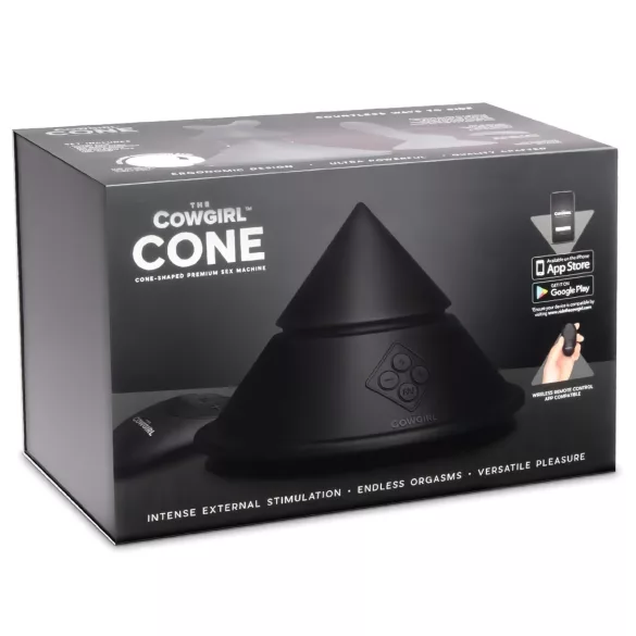 The Cowgirl Cone - macchina del sesso premium controllata tramite app - con 2 accessori intercambiabili, 20 modalità di vibrazione (nero)