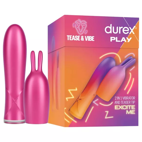 Durex Tease & Vibe - vibratore mini con stimolatore clitorideo a coniglio - rosa