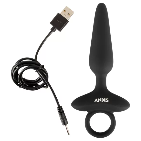 ANOS - plug anale vibrante con manico - silicone nero