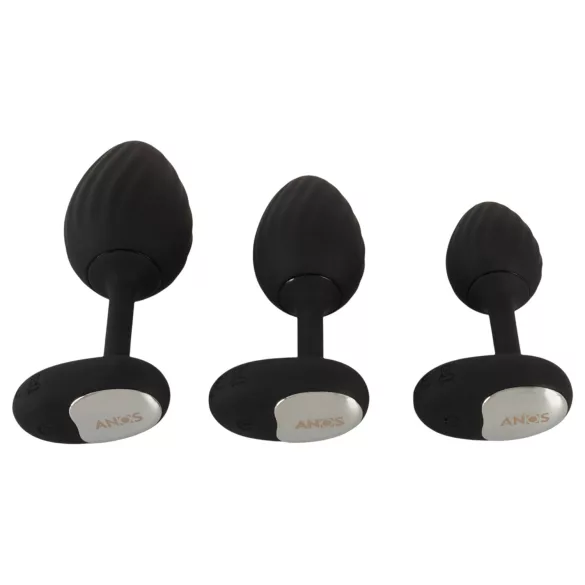 ANOS - set plug anale vibrante - silicone nero