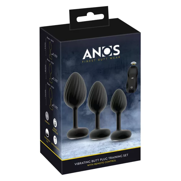 ANOS - set plug anale vibrante - silicone nero
