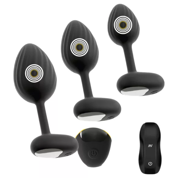 ANOS - set plug anale vibrante - silicone nero