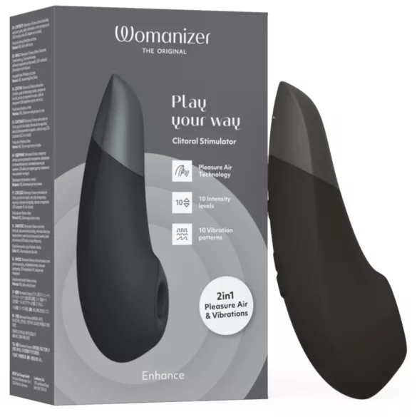 Womanizer Enhance 2in1 succhia-clitoride ad onde d’aria + vibratore (nero)