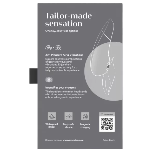Womanizer Enhance 2in1 succhia-clitoride ad onde d’aria + vibratore (nero)
