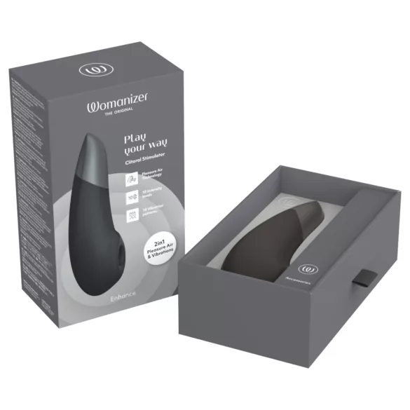 Womanizer Enhance 2in1 succhia-clitoride ad onde d’aria + vibratore (nero)