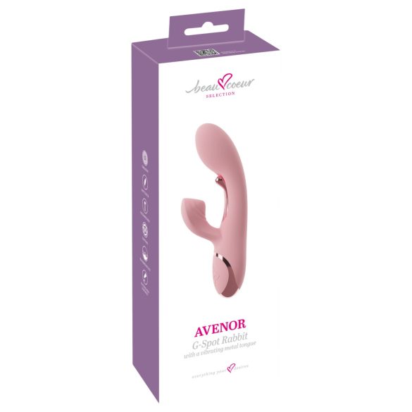 Beau Coeur Avenor - vibratore per punto G con lingua e braccio clitorideo (rosa)