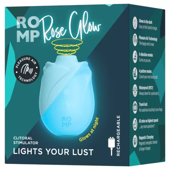 ROMP Rose Glow - succhia‑clitoride ad aria (blu)