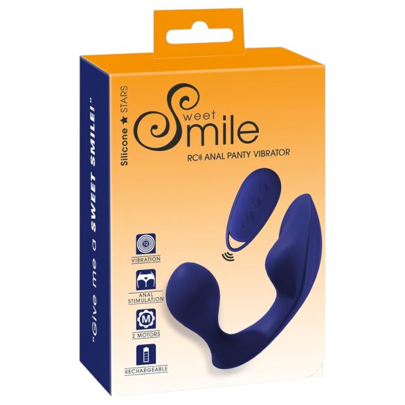 SMILE - vibratore anale e per slip con telecomando - silicone blu
