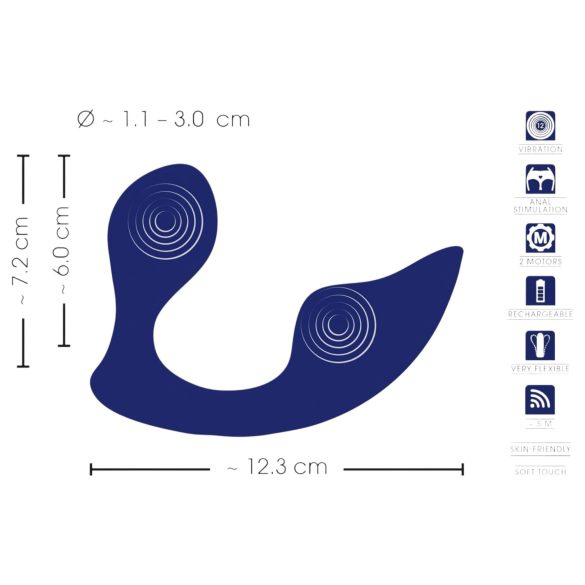 SMILE - vibratore anale e per slip con telecomando - silicone blu