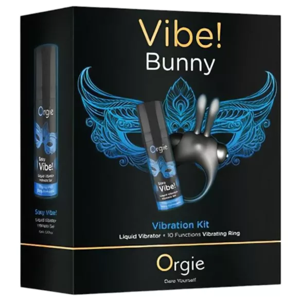 Orgie Bunny - anello fallico vibrante set - nero