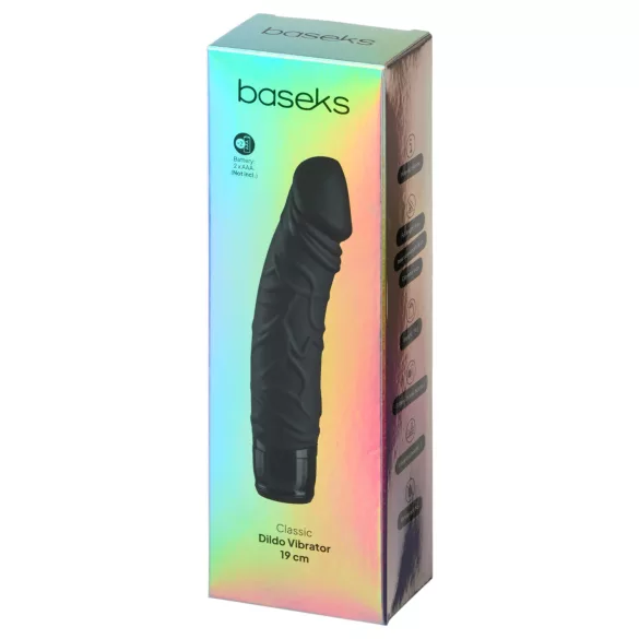 Baseks - vibratore realistico a forma di pene (nero) - 19 cm