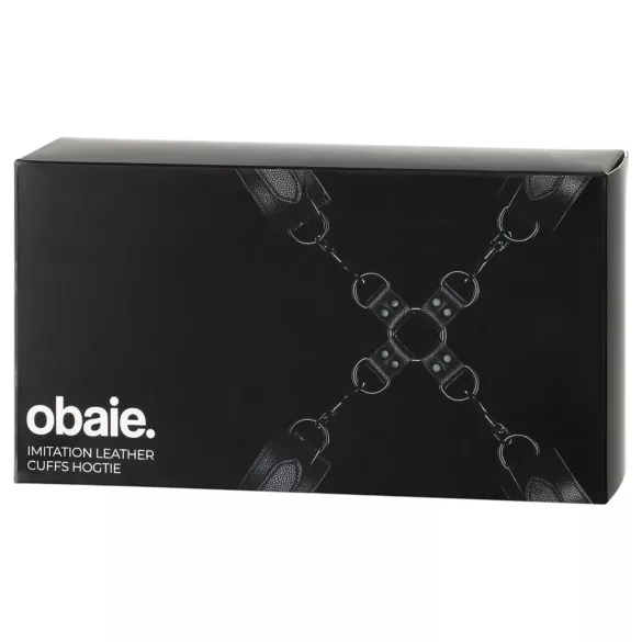 Obaie - set di manette per polsi e caviglie in similpelle (nero)