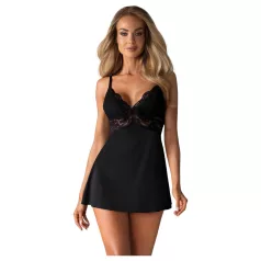 Obsessive - babydoll in pizzo e perizoma (nero)