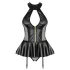 Obsessive - corsetto e perizoma effetto laccato (nero)