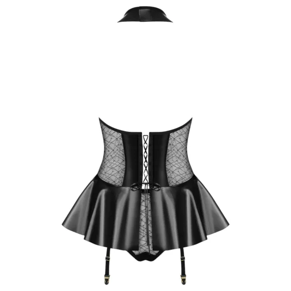 Obsessive - corsetto e perizoma effetto laccato (nero)