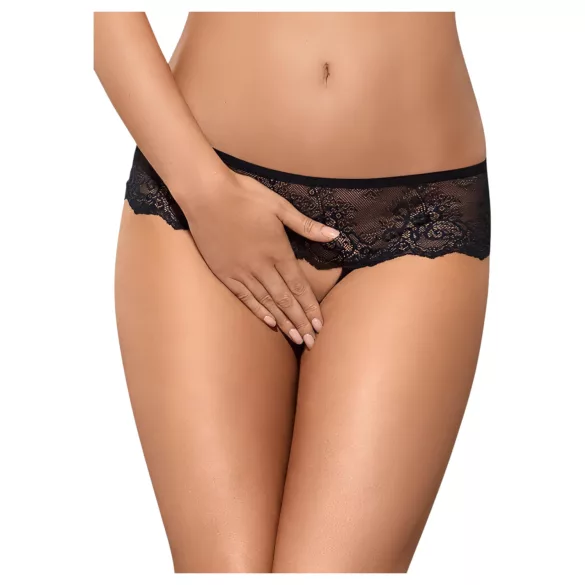 Obsessive - tanga aperta con strass - donna - nero - 2XL/3XL