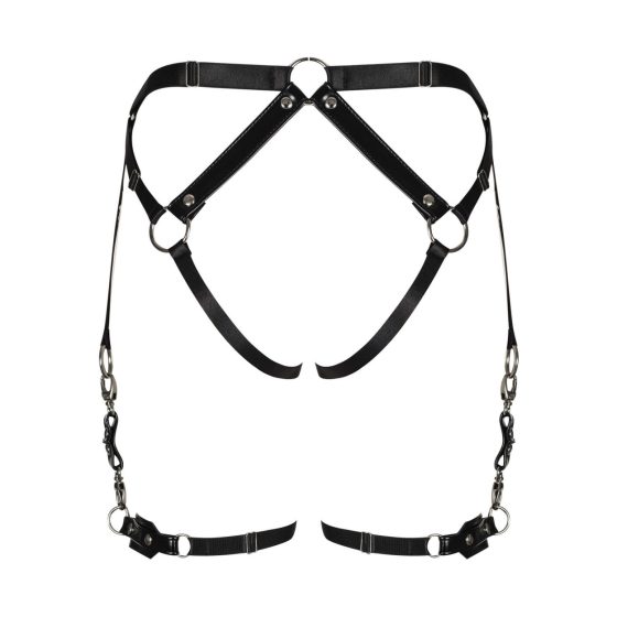Imbracatura Decorativa con Fibbie e Cinturini per Cosce in Ecopelle (Nero) - Taglia Unica S-L