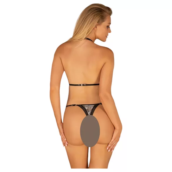 Obsessive Xenita - set reggiseno trasparente con motivo (grigio)