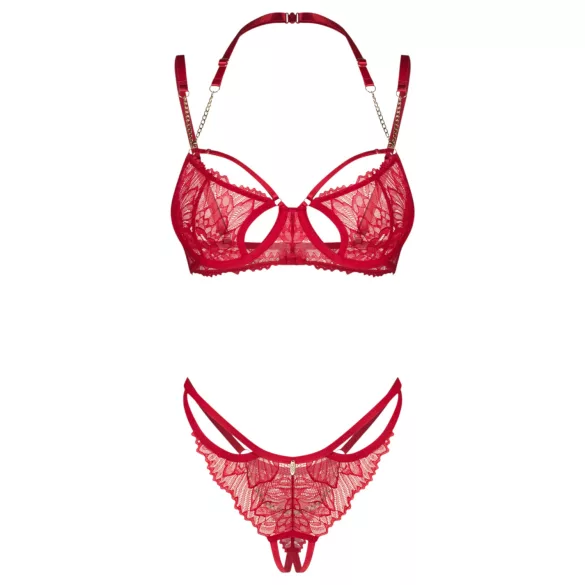 Obsessive - completo intimo pizzo rosso - reggiseno e slip