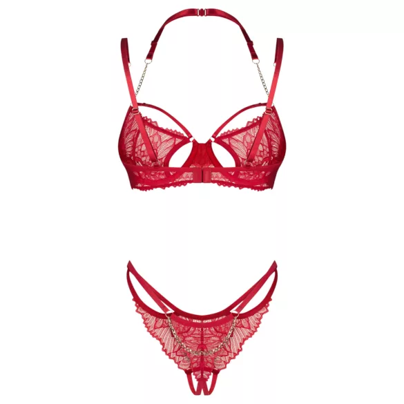 Obsessive - completo intimo pizzo rosso - reggiseno e slip