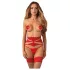 Obsessive Matildea - reggicalze in pizzo con catene - rosso