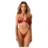 Obsessive Inferro - set reggiseno con cinturini effetto pelle - rosso