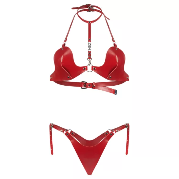 Obsessive Inferro - set reggiseno con cinturini effetto pelle - rosso