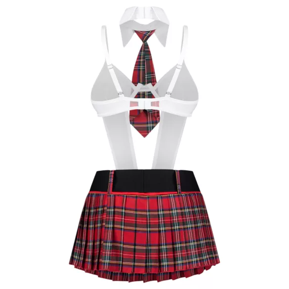 Ragazza universitaria ossessiva - costume da studentessa in cinque pezzi (rosso)