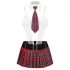 Ragazza universitaria ossessiva - costume da studentessa in cinque pezzi (rosso)