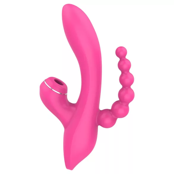 Erospace Sweet Play - vibratore punto G con sonda anale e aspirazione (rosa)